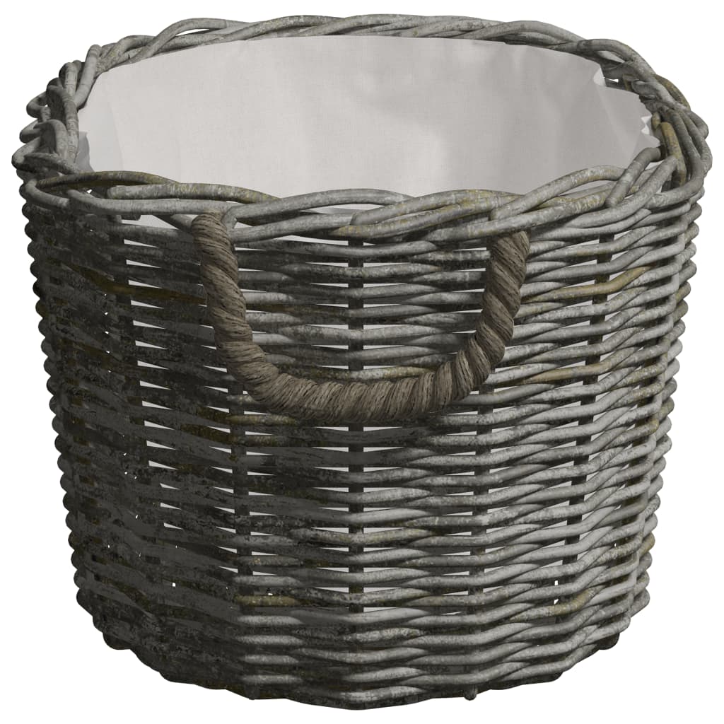 Καλάθι Καυσόξυλων με Λαβές Μεταφοράς 59x42x28 εκ. Γκρι Ιτιά - PAKOBAZAAR