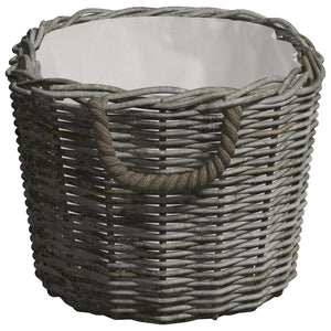 Καλάθι Καυσόξυλων με Λαβές Μεταφοράς 59x42x28 εκ. Γκρι Ιτιά - PAKOBAZAAR