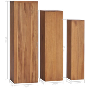 Σετ Ανθοστήλες 3 Τεμαχίων από Μασίφ Ξύλο Teak - Pakobazaar