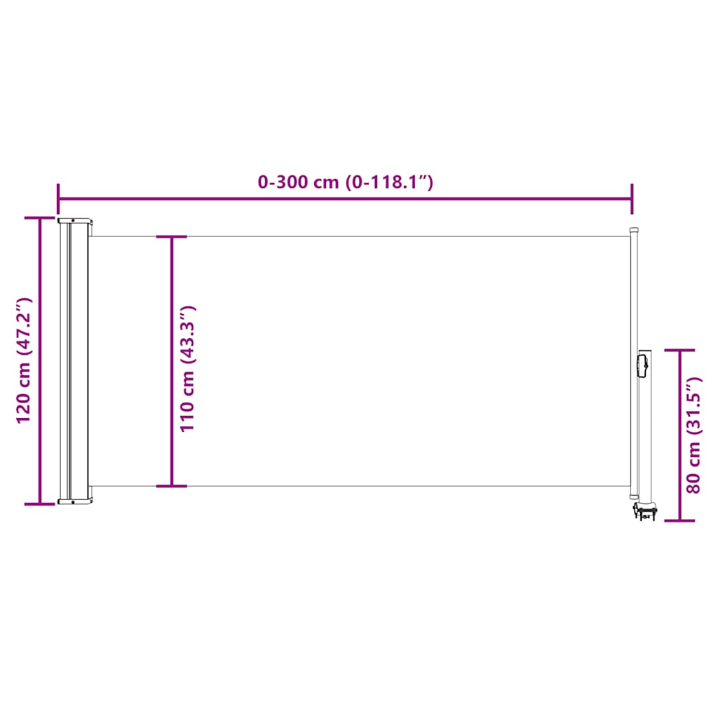Σκίαστρο Πλαϊνό Συρόμενο Βεράντας Μπλε 120 x 300 εκ.