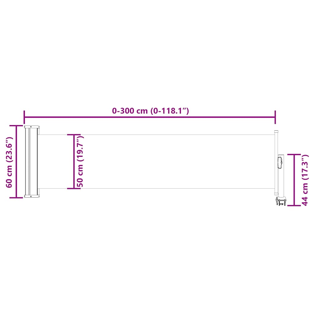 Σκίαστρο Πλαϊνό Συρόμενο Βεράντας Μπλε 60 x 300 εκ.