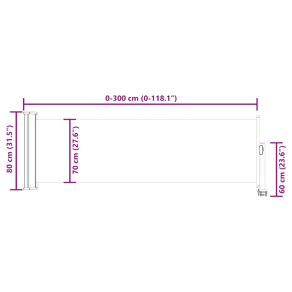 Σκίαστρο Πλαϊνό Συρόμενο Βεράντας Μπλε 80 x 300 εκ.
