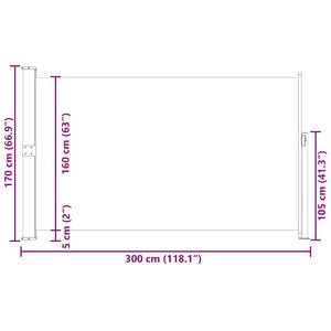 Σκίαστρο Πλαϊνό Συρόμενο Βεράντας Μαύρο 170 x 300 εκ.