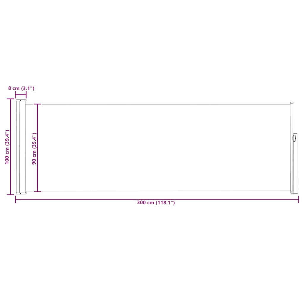 Σκίαστρο Πλαϊνό Συρόμενο Βεράντας Μπλε 100 x 300 εκ.