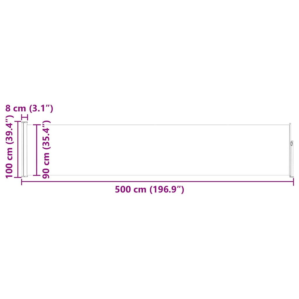 Σκίαστρο Πλαϊνό Συρόμενο Βεράντας Καφέ 100 x 500 εκ. - Pakobazaar