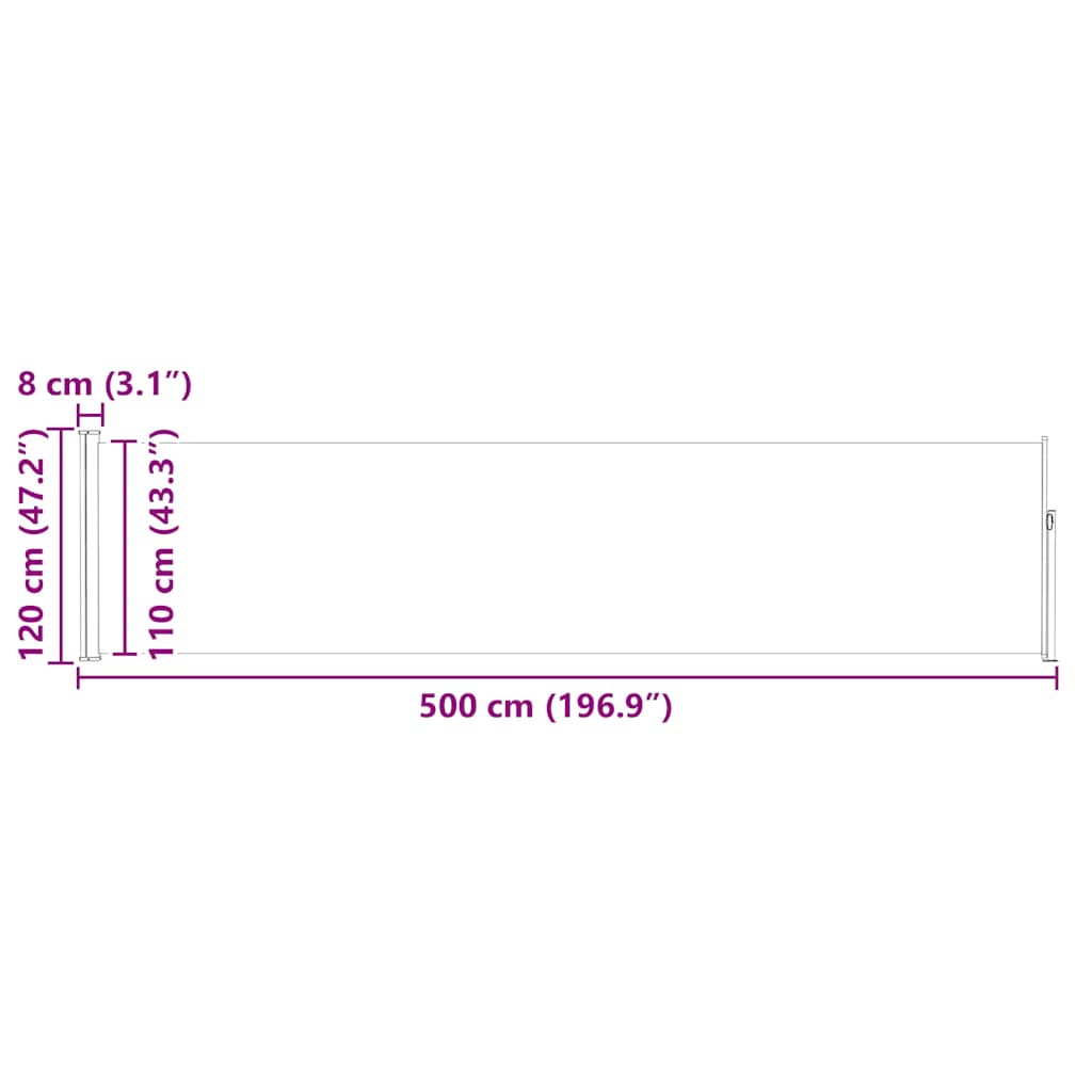Σκίαστρο Πλαϊνό Συρόμενο Βεράντας Μπλε 120 x 500 εκ.