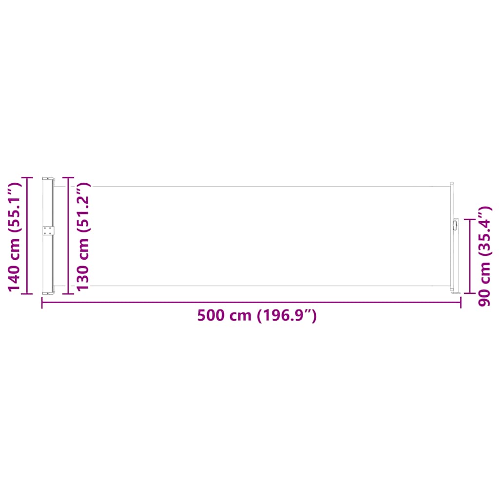 Σκίαστρο Πλαϊνό Συρόμενο Βεράντας Γκρι 140 x 500 εκ. - Pakobazaar