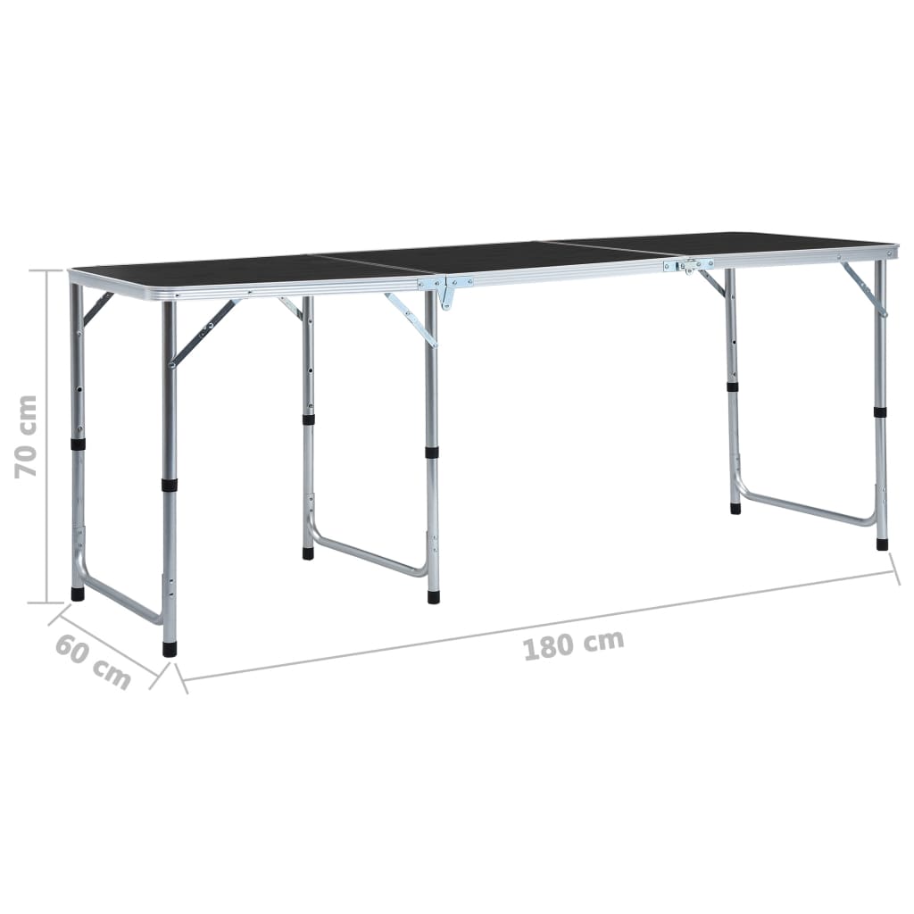 Τραπέζι Κάμπινγκ Πτυσσόμενο Γκρι 180 x 60 εκ. Αλουμινίου