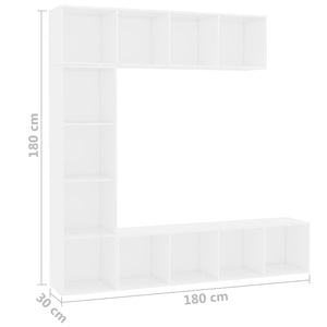 Έπιπλο TV / Βιβλιοθήκη Σετ 3 τεμ. Λευκό 180 x 30 x 180 εκ. - PAKOBAZAAR