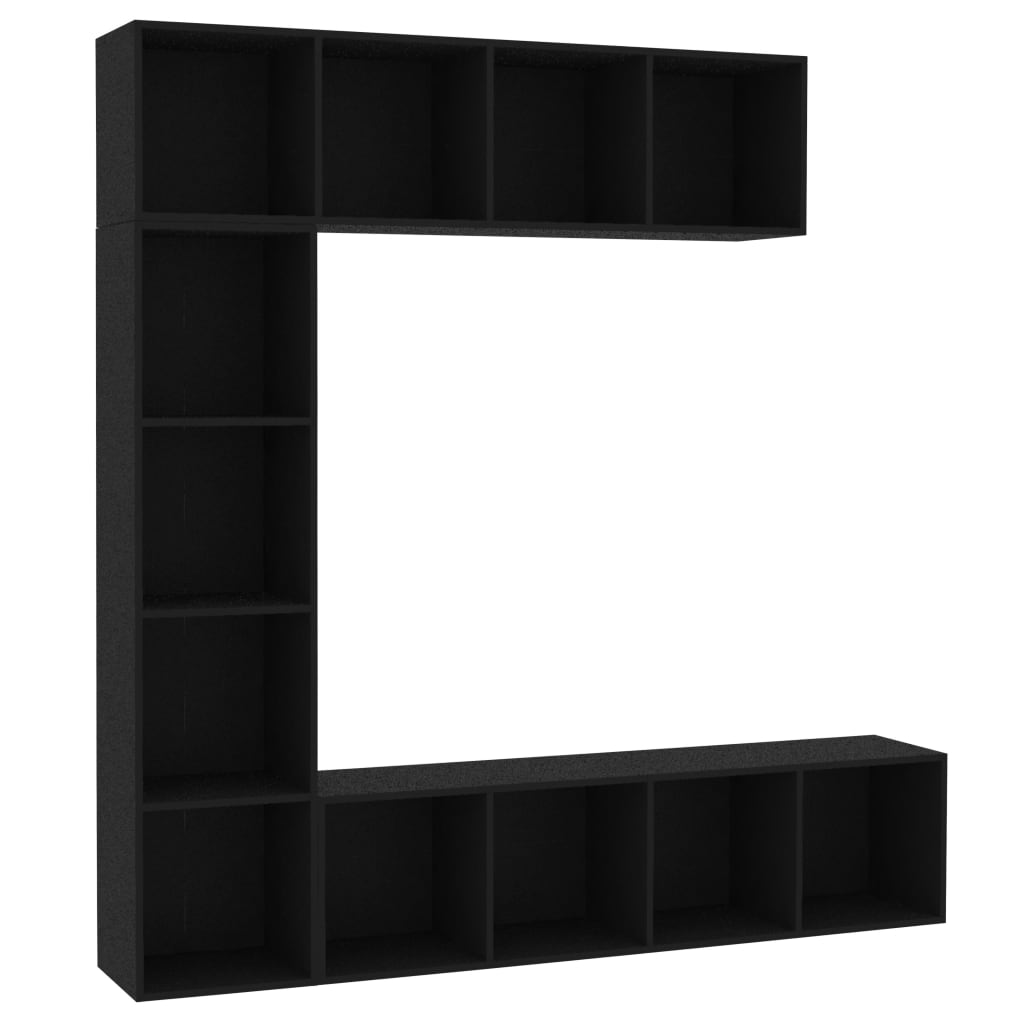 Έπιπλο TV / Βιβλιοθήκη Σετ 3 τεμ. Μαύρο 180 x 30 x 180 εκ.