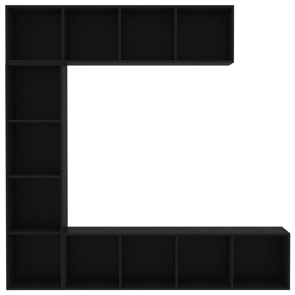 Έπιπλο TV / Βιβλιοθήκη Σετ 3 τεμ. Μαύρο 180 x 30 x 180 εκ.