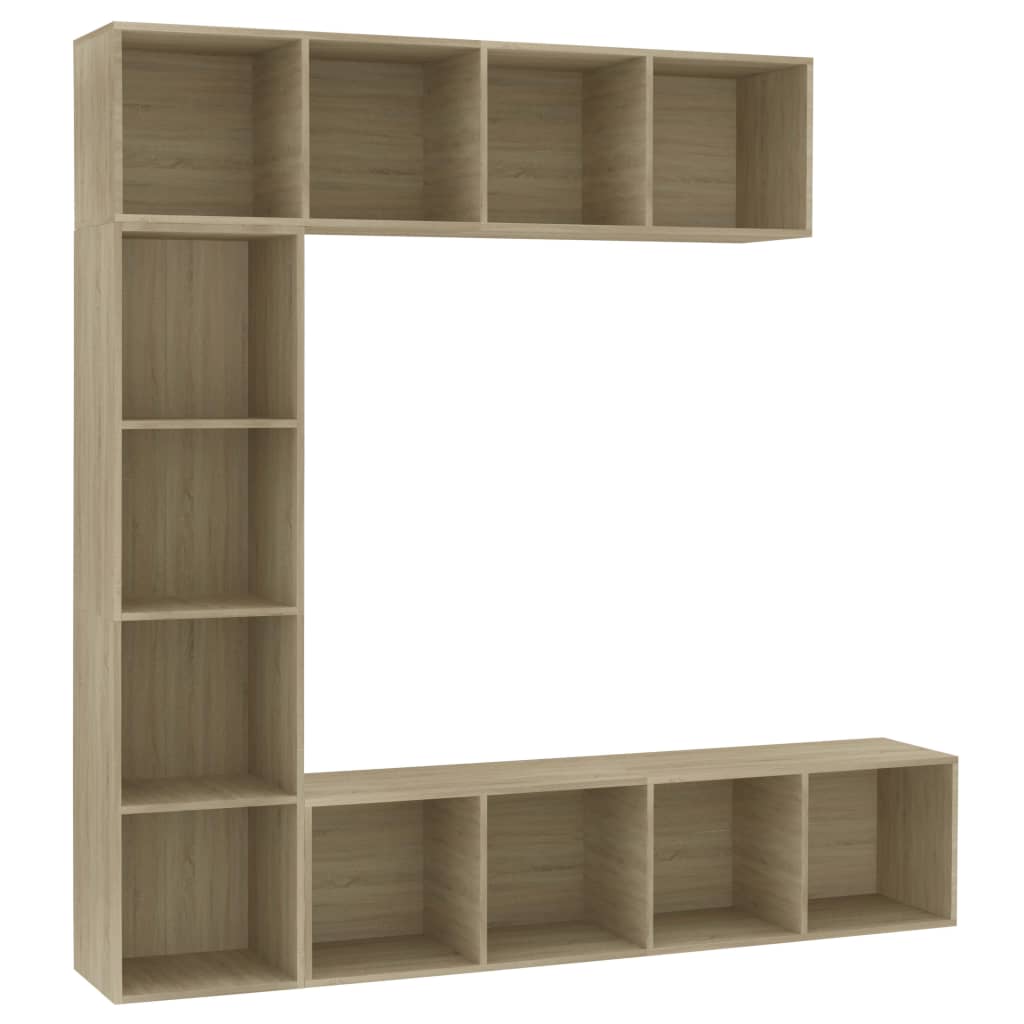 Έπιπλο TV/Βιβλιοθήκη Σετ 3 τεμ. Χρώμα Sonoma Δρυς 180x30x180 εκ - PAKOBAZAAR