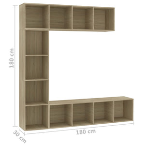 Έπιπλο TV/Βιβλιοθήκη Σετ 3 τεμ. Χρώμα Sonoma Δρυς 180x30x180 εκ - PAKOBAZAAR