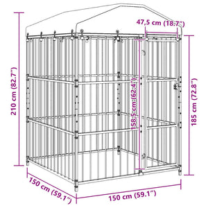 Κλουβί Σκύλου Εξωτερικού Χώρου 150 x 150 x 210 εκ. με Στέγαστρο - PAKOBAZAAR