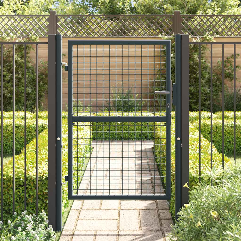 Πόρτα Κήπου με Πλέγμα Γκρι 100x125 εκ. από Γαλβανισμένο Ατσάλι - PAKOBAZAAR