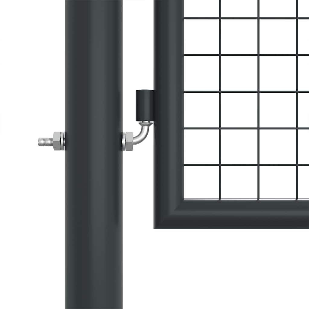 Πόρτα Κήπου με Πλέγμα Γκρι 400x125 εκ. από Γαλβανισμένο Ατσάλι - PAKOBAZAAR