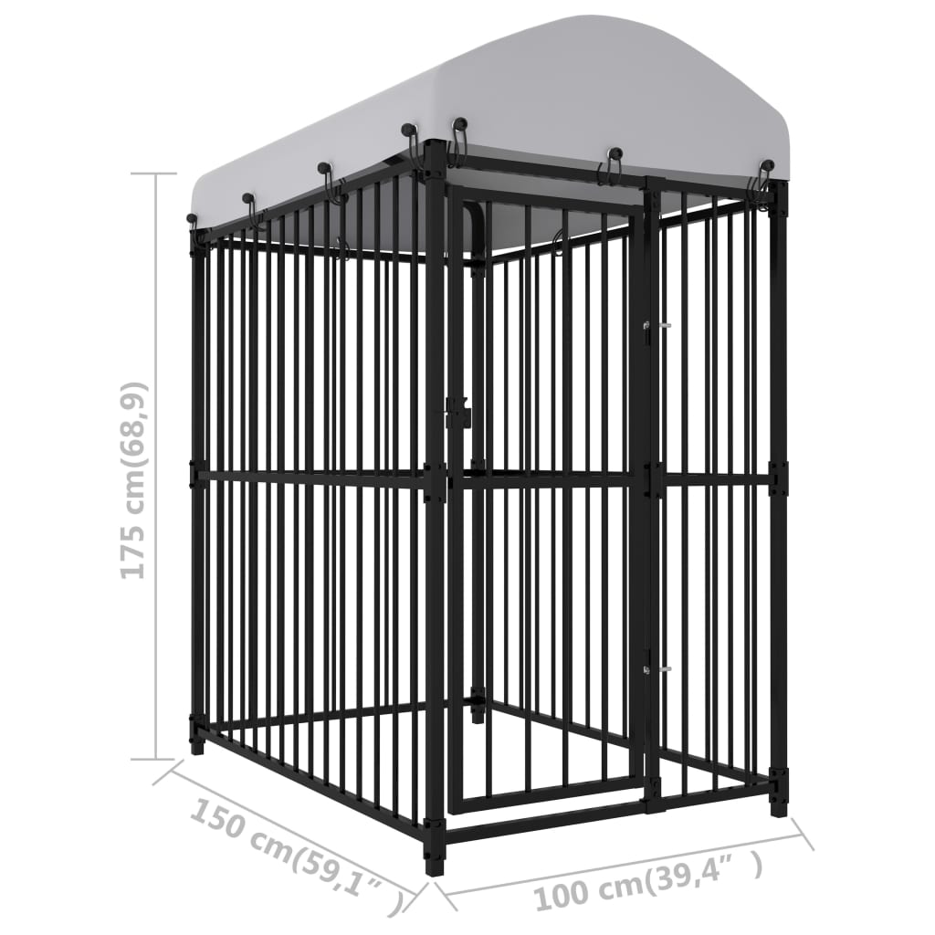 Κλουβί Σκύλου Εξωτερικού Χώρου 150 x 100 x 175 εκ. με Στέγαστρο