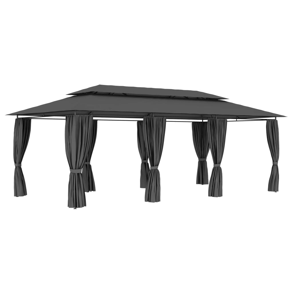 Κιόσκι με Κουρτίνες Ανθρακί 600 x 298 x 270 εκ. - Pakobazaar