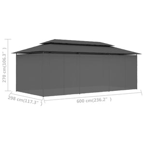 Κιόσκι με Κουρτίνες Ανθρακί 600 x 298 x 270 εκ. - Pakobazaar