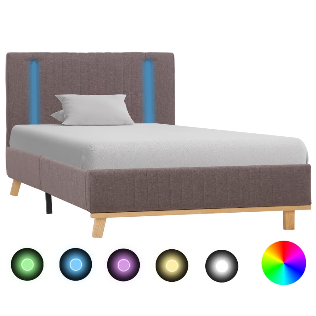 Πλαίσιο Κρεβατιού με LED Χρώμα Taupe 90 x 200 εκ. Υφασμάτινο