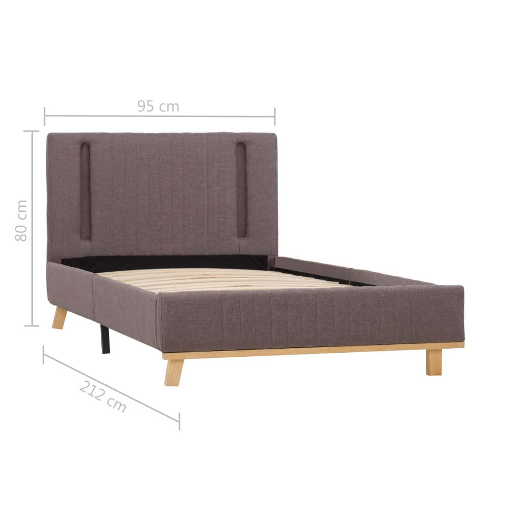 Πλαίσιο Κρεβατιού με LED Χρώμα Taupe 90 x 200 εκ. Υφασμάτινο