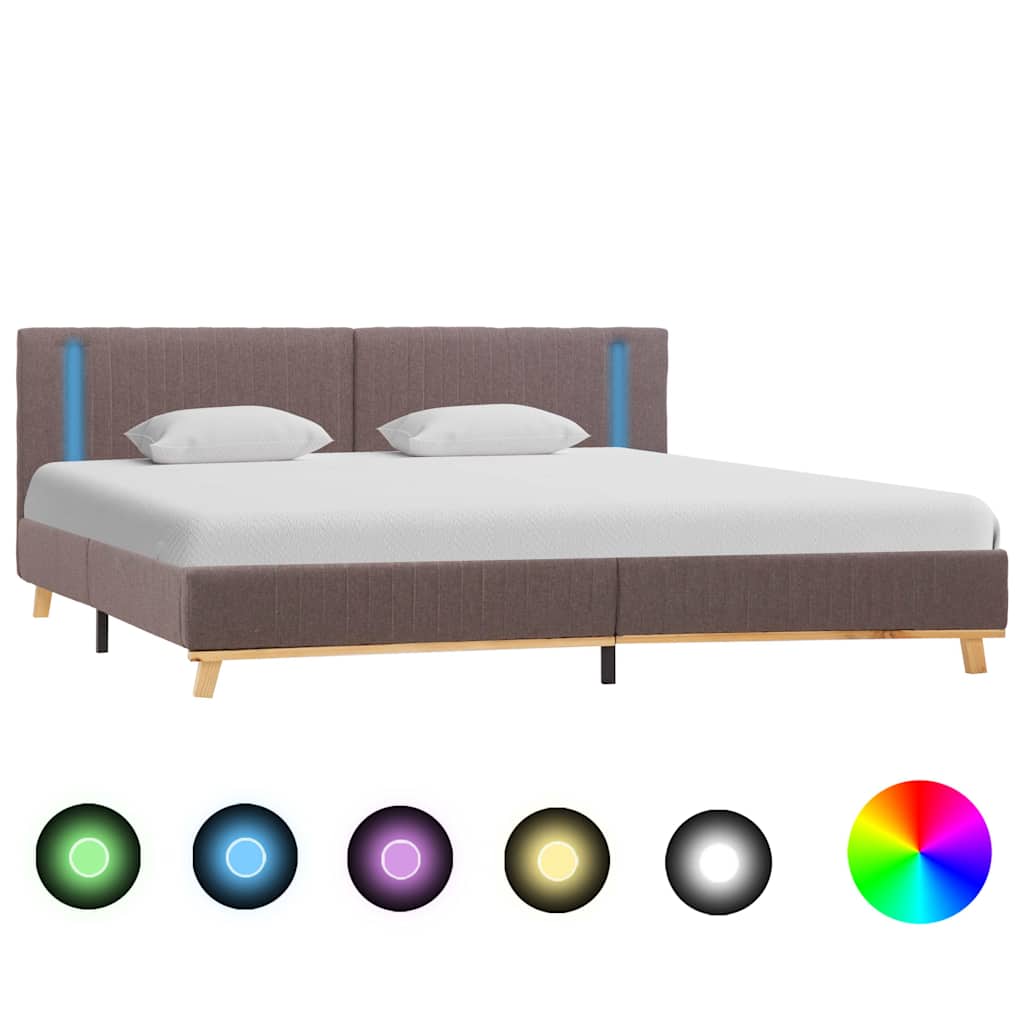 Πλαίσιο Κρεβατιού με LED Χρώμα Taupe 180 x 200 εκ. Υφασμάτινο