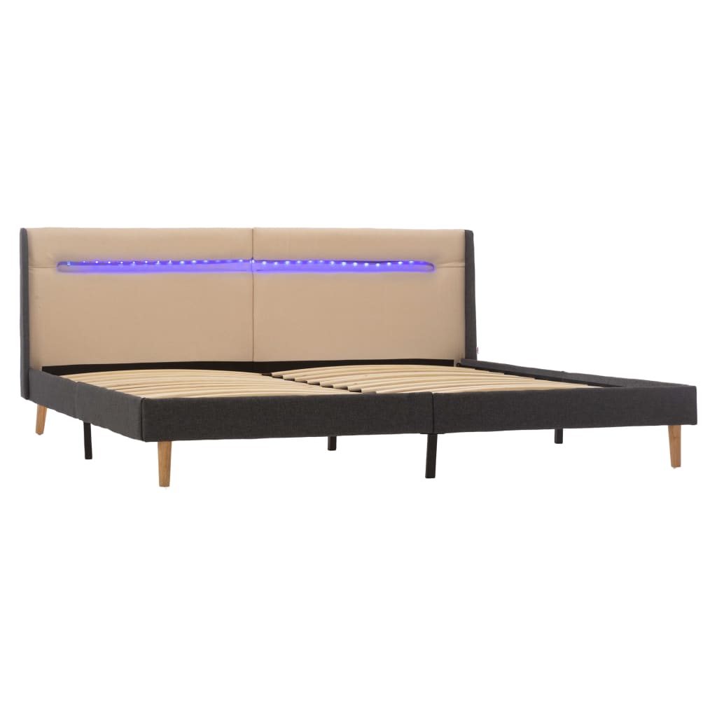 Πλαίσιο Κρεβατιού με LED Κρεμ 160 x 200 εκ. Υφασμάτινο