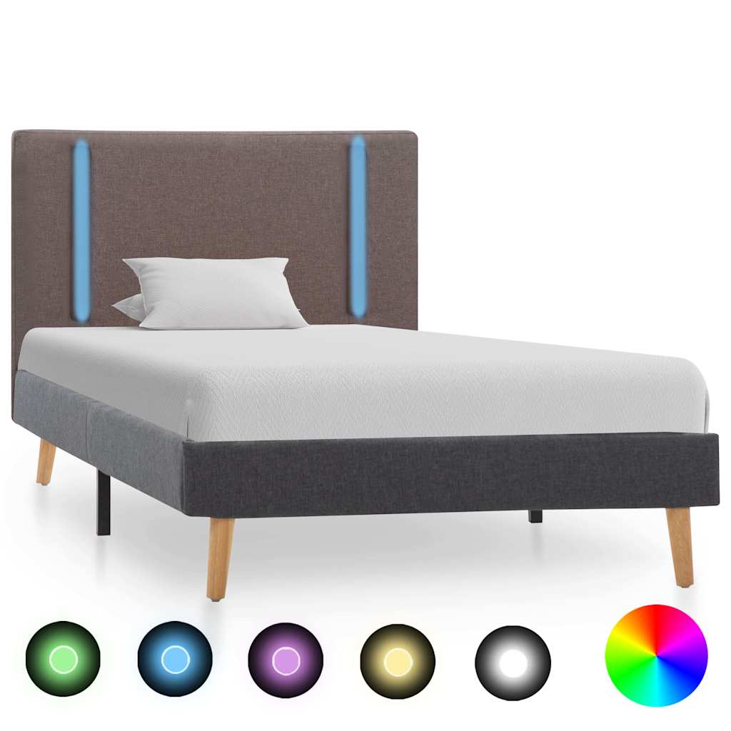 Πλαίσιο Κρεβατιού με LED Taupe/Σκ. Γκρι 90x200 εκ. Υφασμάτινο
