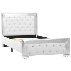 Πλαίσιο Κρεβατιού Λευκό 90 x 200 εκ. από Συνθετικό Δέρμα