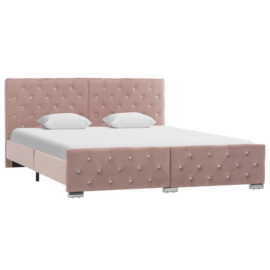 Πλαίσιο Κρεβατιού Ροζ 160 x 200 εκ. Βελούδινο - PAKOBAZAAR