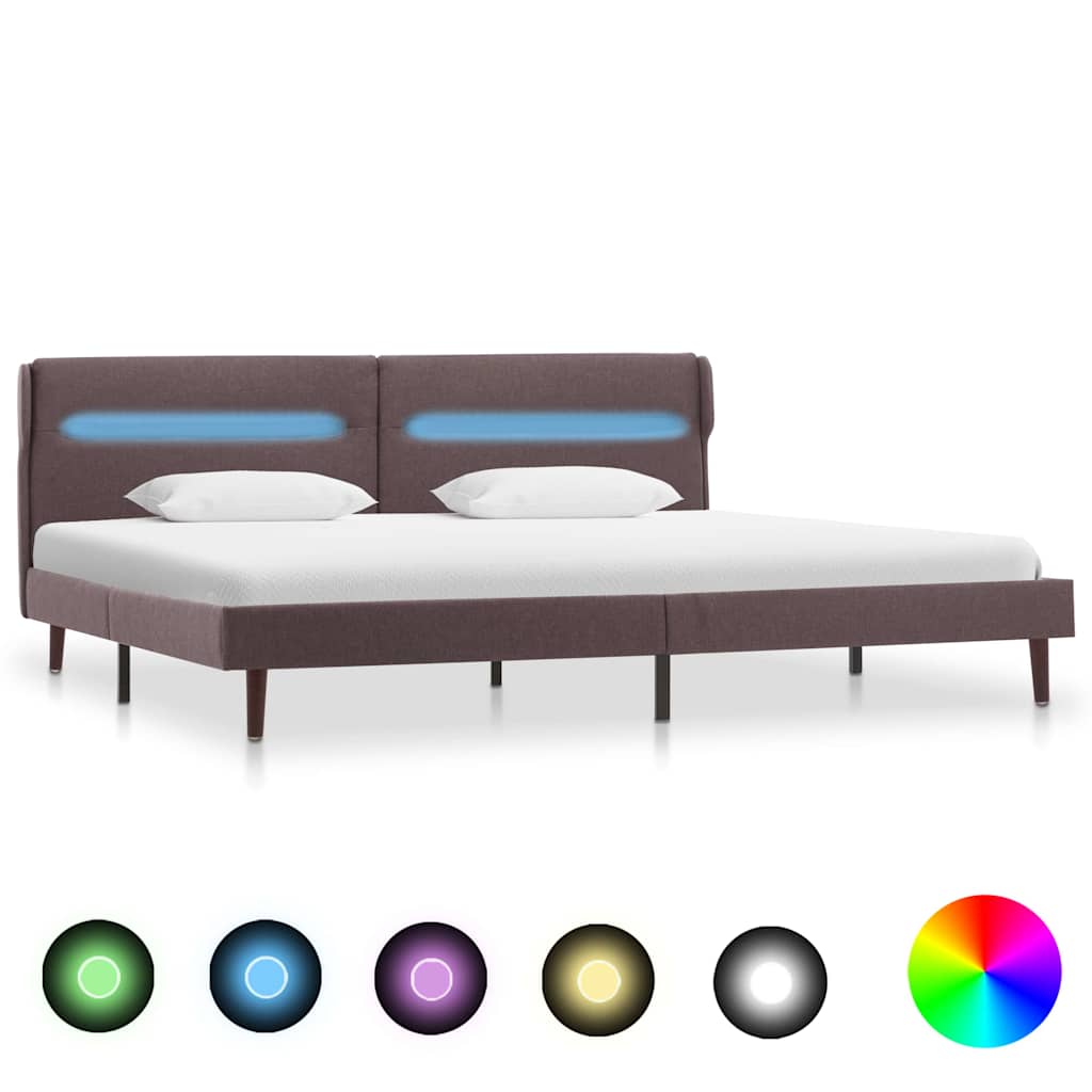 Πλαίσιο Κρεβατιού με LED Χρώμα Taupe 180 x 200 εκ. Υφασμάτινο