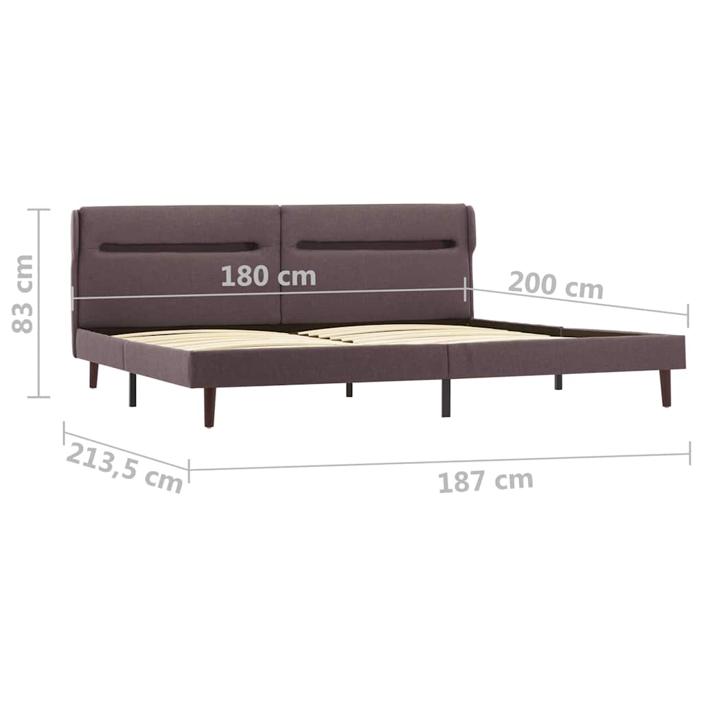 Πλαίσιο Κρεβατιού με LED Χρώμα Taupe 180 x 200 εκ. Υφασμάτινο