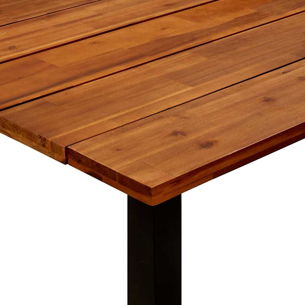 Τραπέζι Κήπου Πόδια Σχήματος U 140x80x75 εκ. Μασίφ Ξύλο Ακακίας