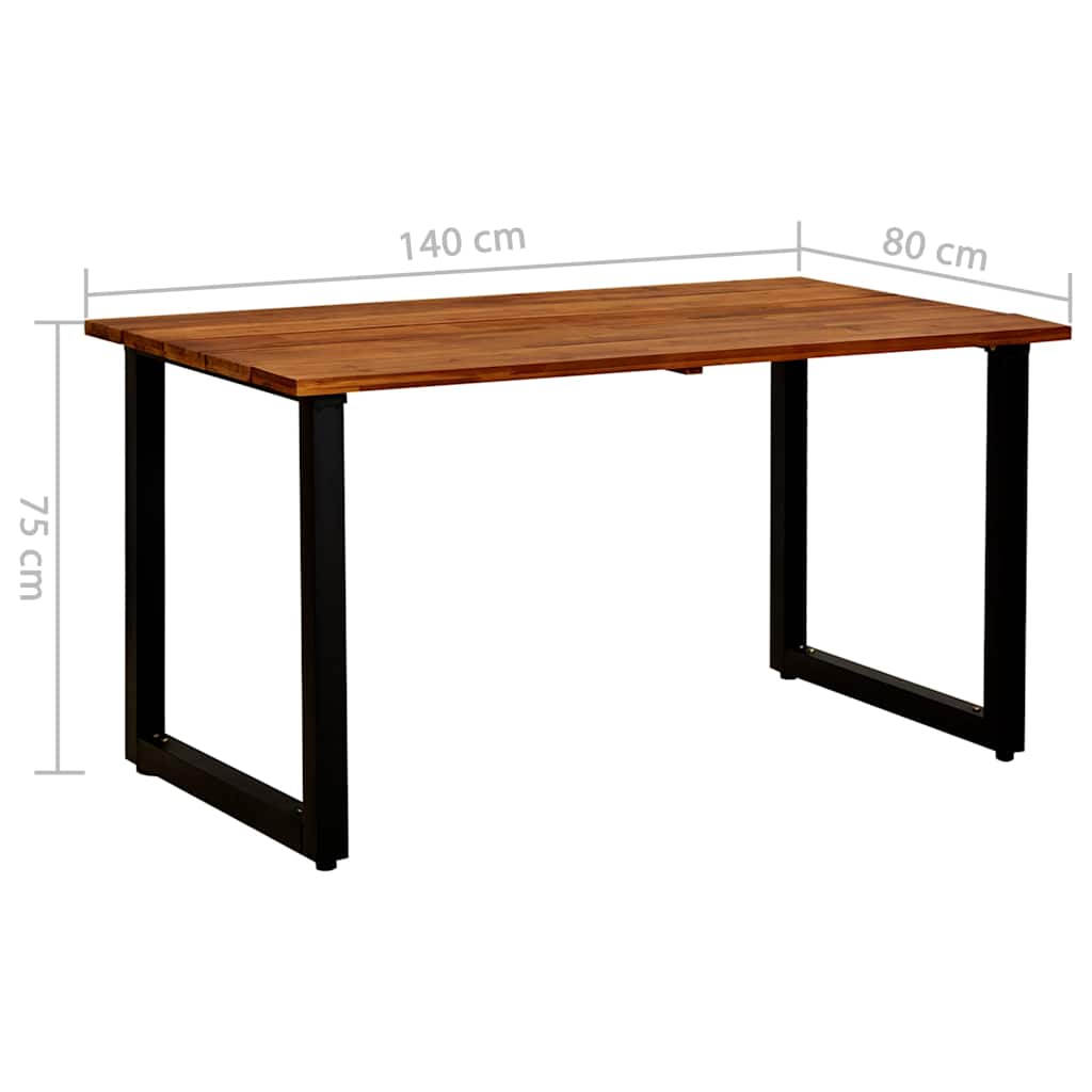 Τραπέζι Κήπου Πόδια Σχήματος U 140x80x75 εκ. Μασίφ Ξύλο Ακακίας