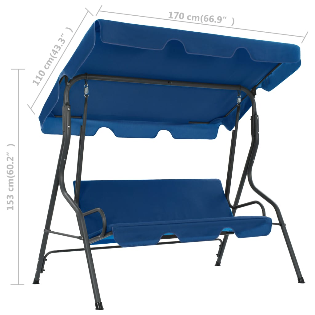 Παγκάκι Κούνια Κήπου Σκούρο Μπλε 170 x 110 x 153 εκ. Υφασμάτινο - Pakobazaar