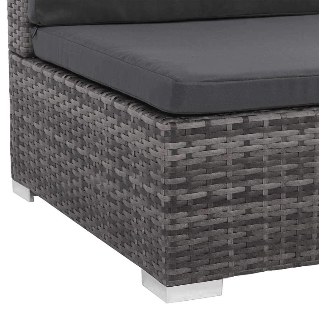 Σαλόνι Κήπου 6 Τεμαχίων Γκρι από Συνθετικό Ρατάν με Μαξιλάρια - Pakobazaar