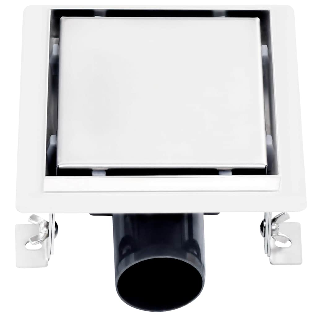 Σιφόνι 2 σε 1 Επίπεδο/Ένθετο Πλακιδίου 15x15 εκ. Ανοξ. Ατσάλι