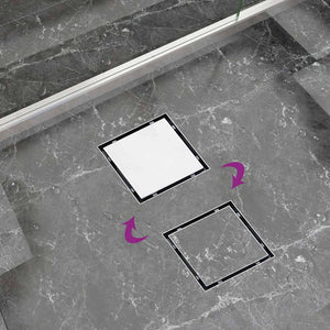 Σιφόνι 2 σε 1 Επίπεδο/Ένθετο Πλακιδίου 23x23 εκ. Ανοξ. Ατσάλι - Pakobazaar