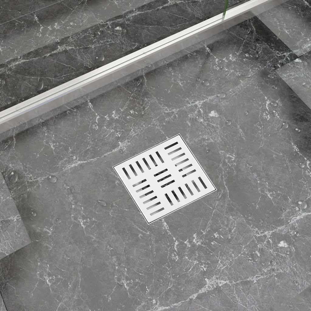 Σιφόνι Ντουζιέρας με Αυλάκια 18 x 18 εκ. από Ανοξείδωτο Ατσάλι