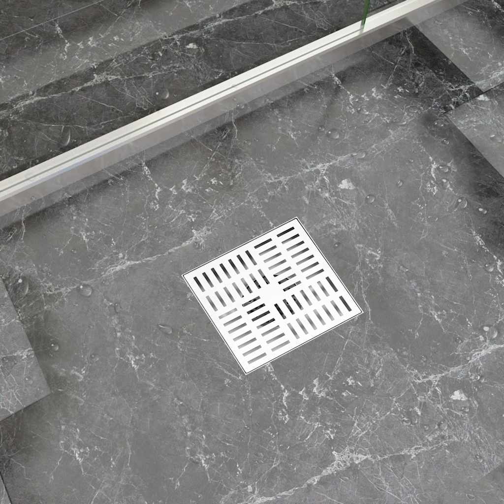 Σιφόνι Ντουζιέρας με Αυλάκια 23 x 23 εκ. από Ανοξείδωτο Ατσάλι