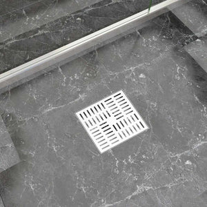 Σιφόνι Ντουζιέρας με Αυλάκια 23 x 23 εκ. από Ανοξείδωτο Ατσάλι