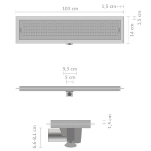 Σιφόνι Ντουζιέρας με Τρύπες 103 x 14 εκ. από Ανοξείδωτο Ατσάλι - Pakobazaar