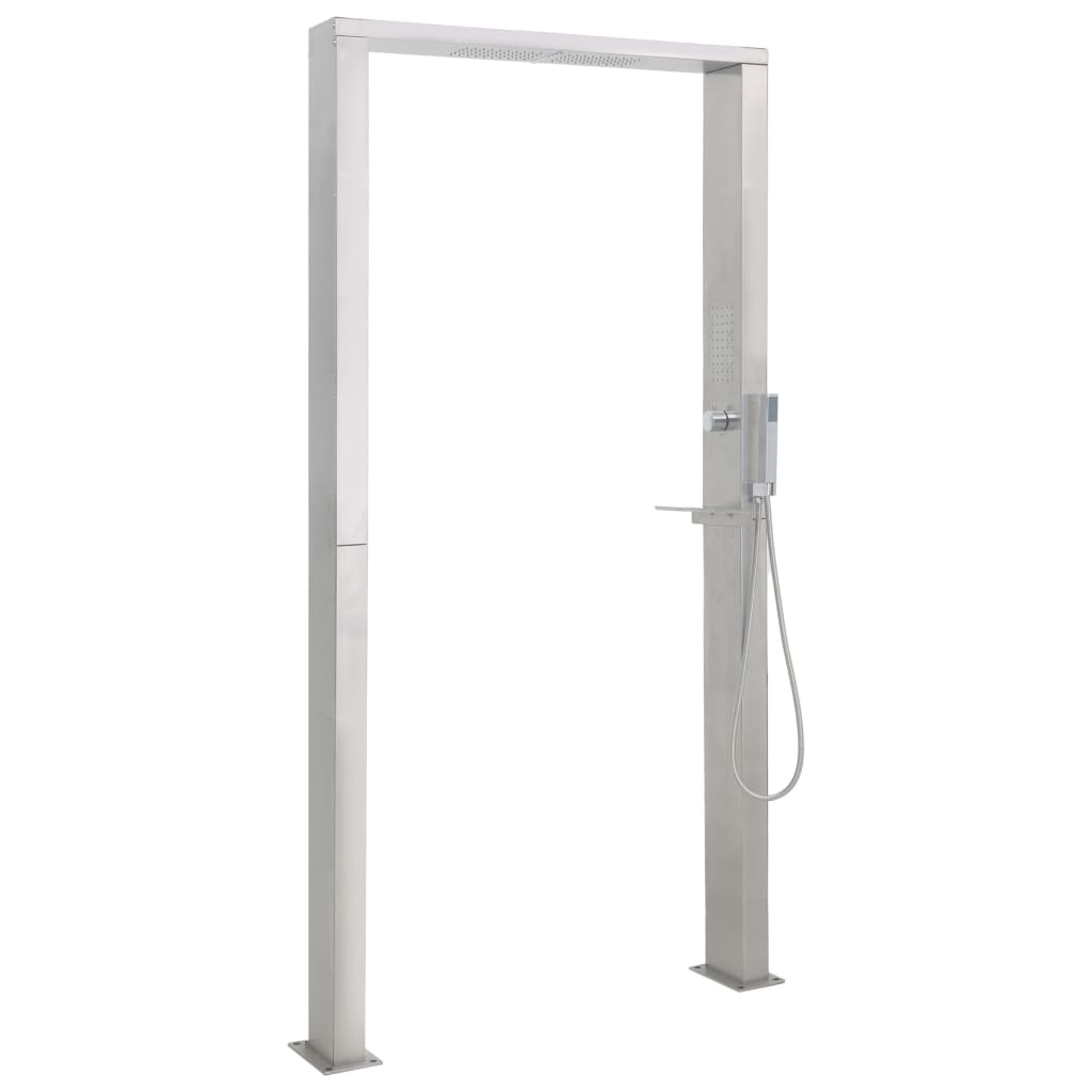 Ντουζιέρα Εξωτερικού Χώρου με Διπλούς Πίδακες Ανοξείδωτο Ατσάλι