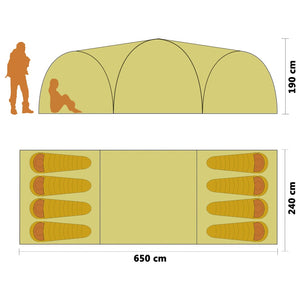 Σκηνή Κάμπινγκ Ιγκλού 8 Ατόμων Πράσινη 650 x 240 x 190 εκ. - Pakobazaar