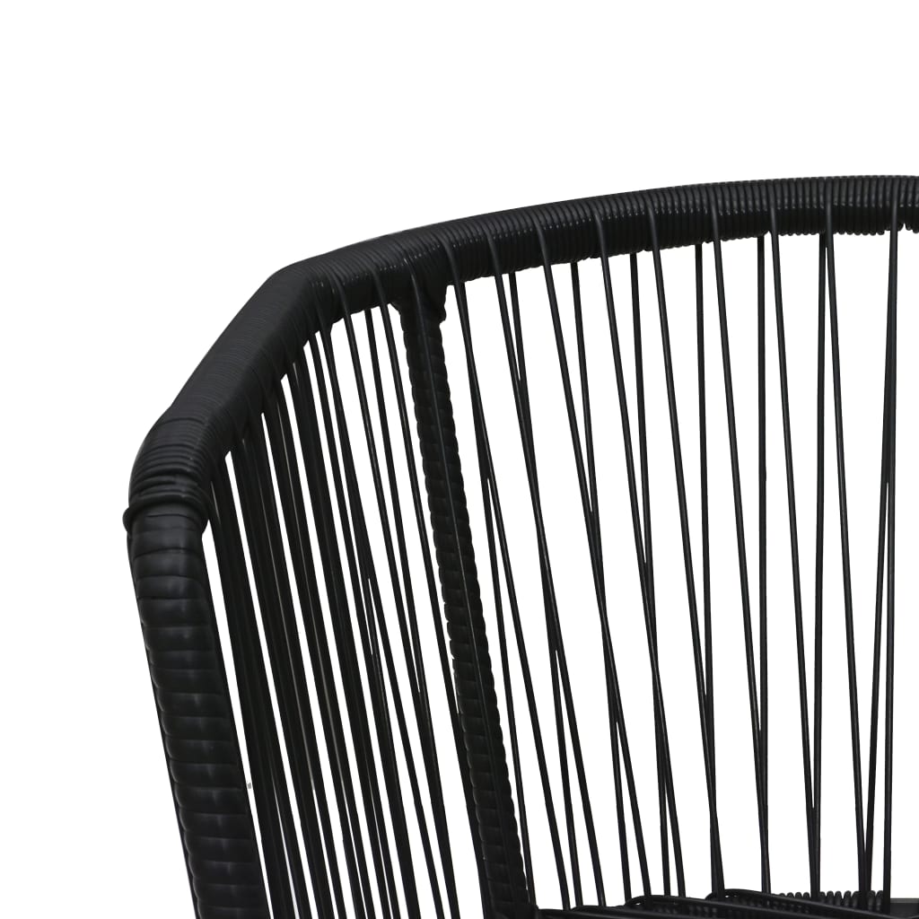 Σετ Τραπεζαρίας 7 Τεμαχίων Μαύρο από Ρατάν PVC με Μαξιλάρια