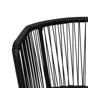 Σετ Τραπεζαρίας 7 Τεμαχίων Μαύρο από Ρατάν PVC με Μαξιλάρια