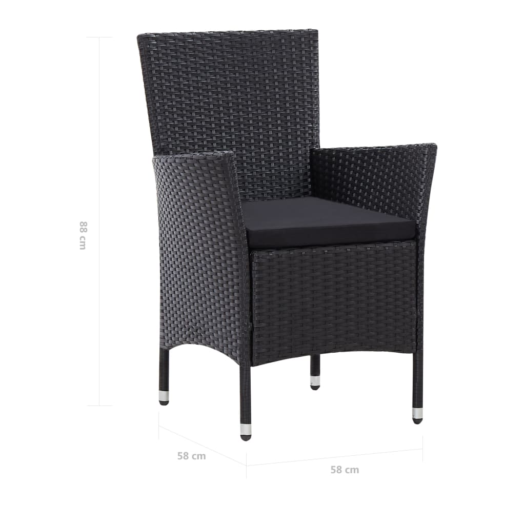 Τραπεζαρία Εξωτερικού Χώρου Σετ 7 τεμ. Μαύρη Συνθετικό Ρατάν