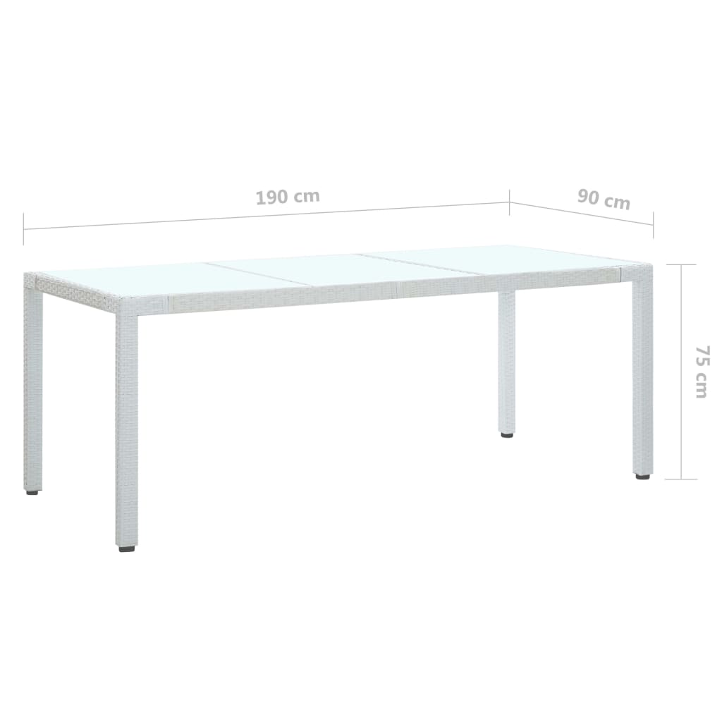 Τραπέζι Κήπου Λευκό 190 x 90 x 75 εκ. από Συνθετικό Ρατάν