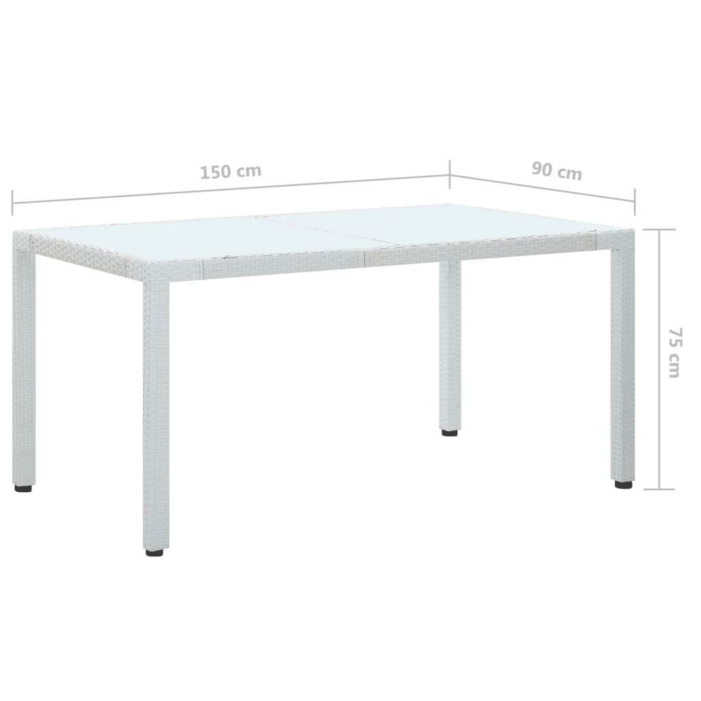 Τραπέζι Κήπου Λευκό 150 x 90 x 75 εκ. από Συνθετικό Ρατάν