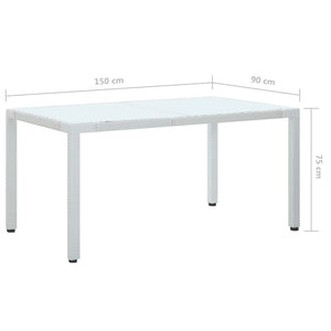 Τραπέζι Κήπου Λευκό 150 x 90 x 75 εκ. από Συνθετικό Ρατάν